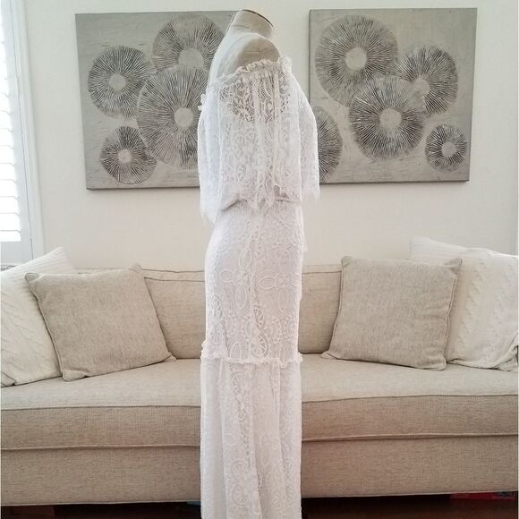 Charles Henry Lace Popover Maxi Dress sz Small - Picture 4 of 8